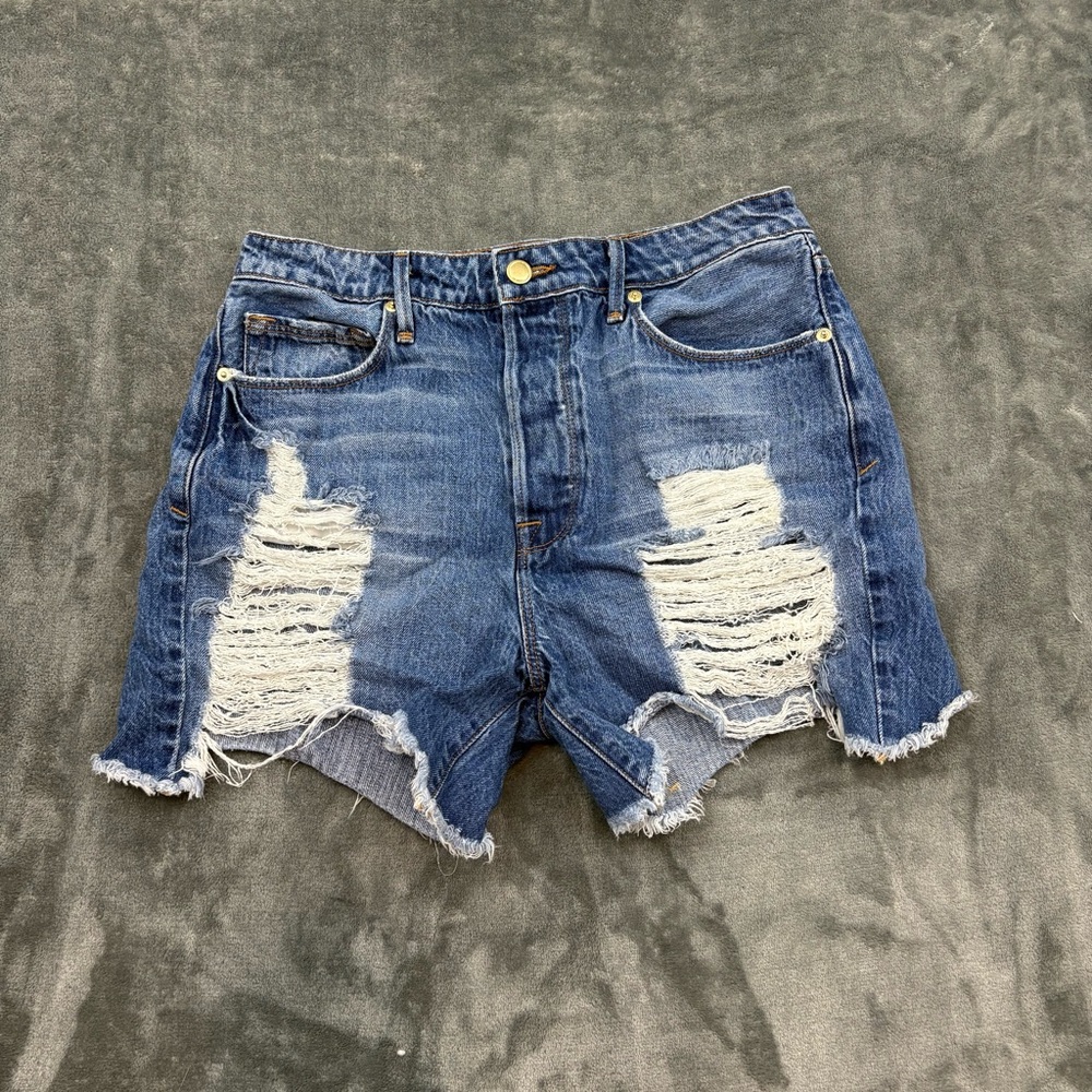 Good american size 27 Distressed Blue Denim Shorts